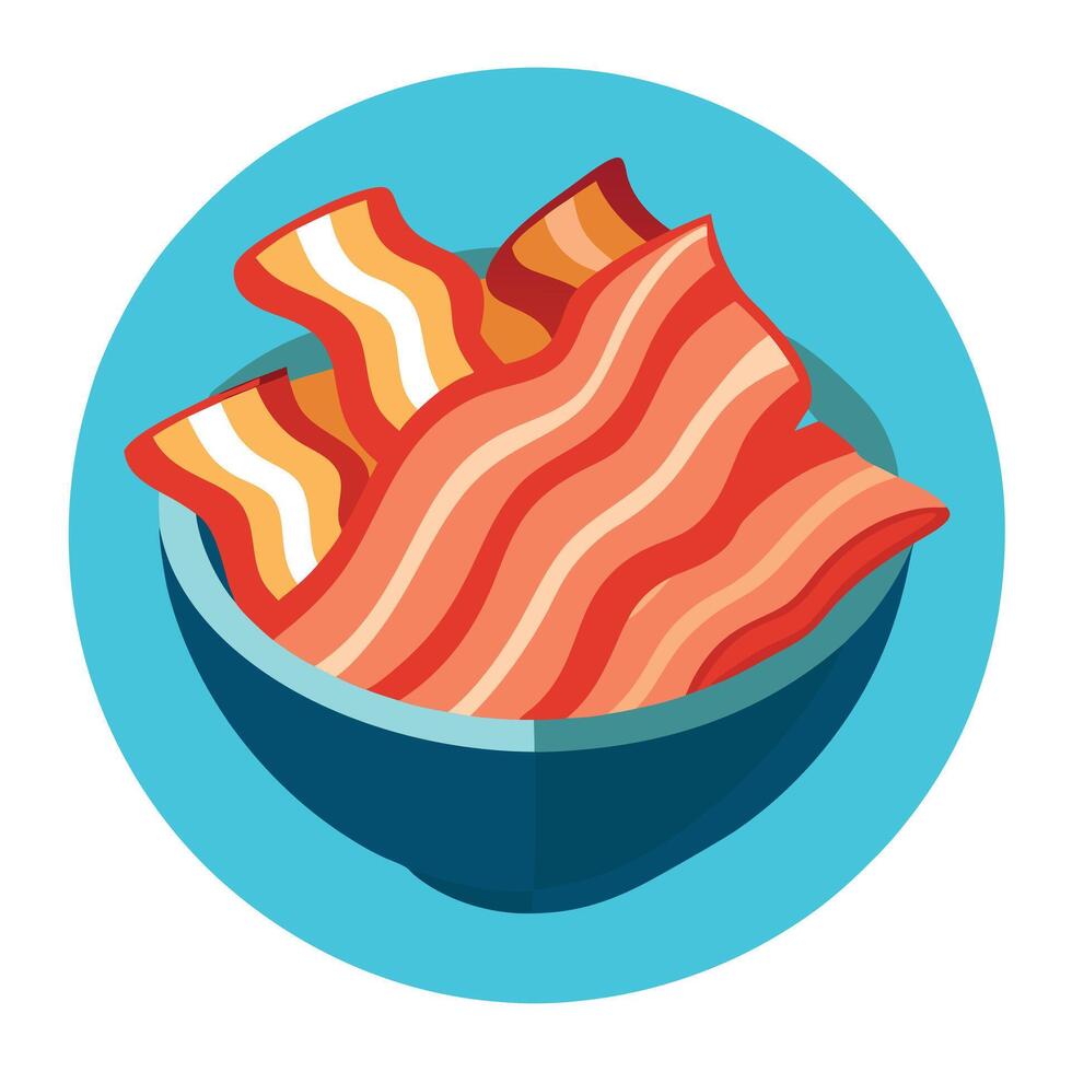 Crispy tasty slices of bacon in a bowl vector