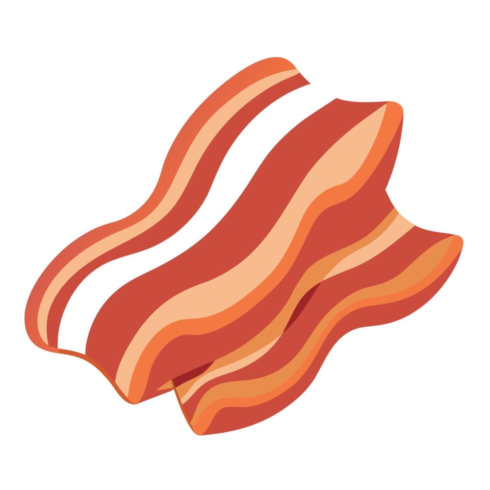 Delicious cooked bacon slices. cut out vector
