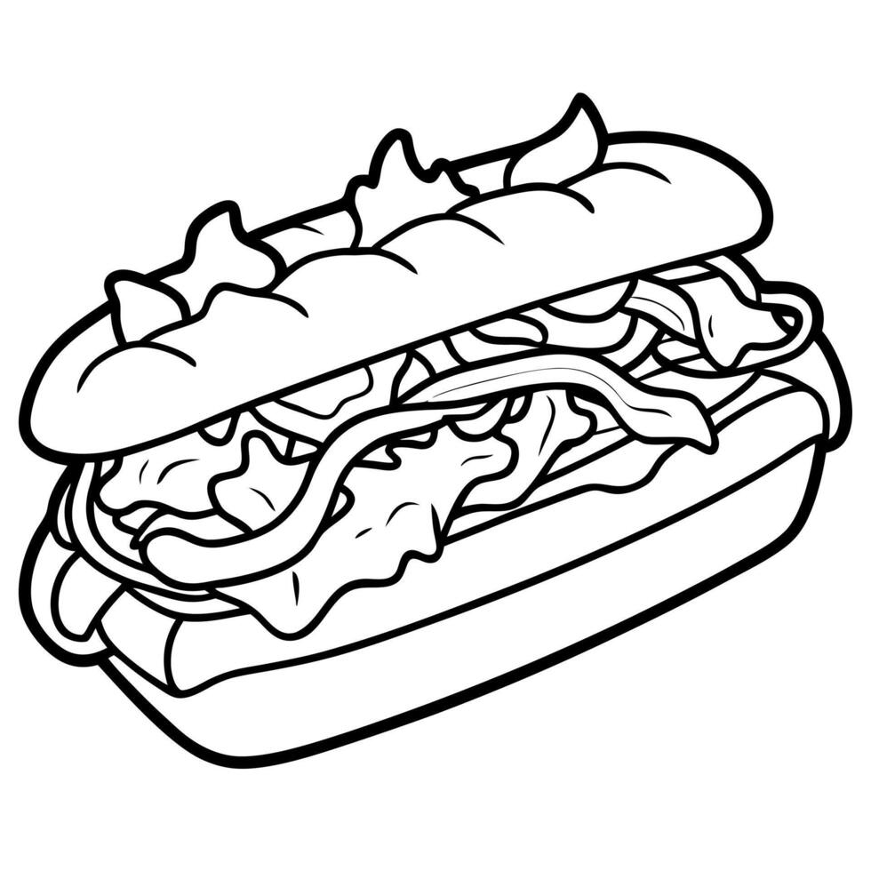 A philly cheesesteak sandwich with thinly sliced beef melted cheese and sautaced onions isolated on vector
