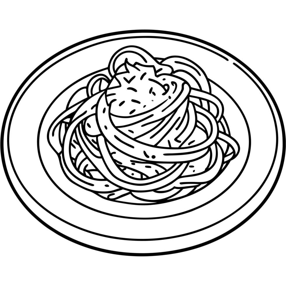 A delicious plate of creamy pasta carbonara garnished with parsley and shredded cheese. served hot a vector