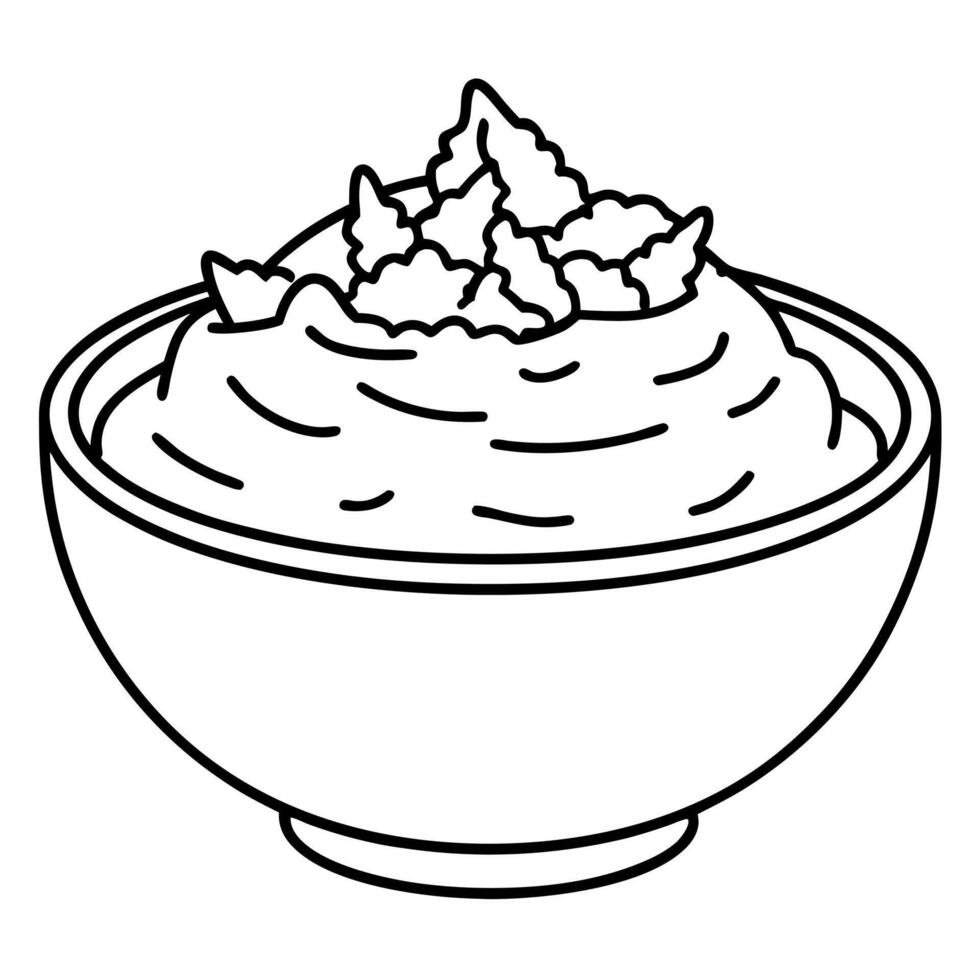 Close-up of a delicious bowl of creamy mashed potatoes topped with crispy bacon bits and freshly sli vector