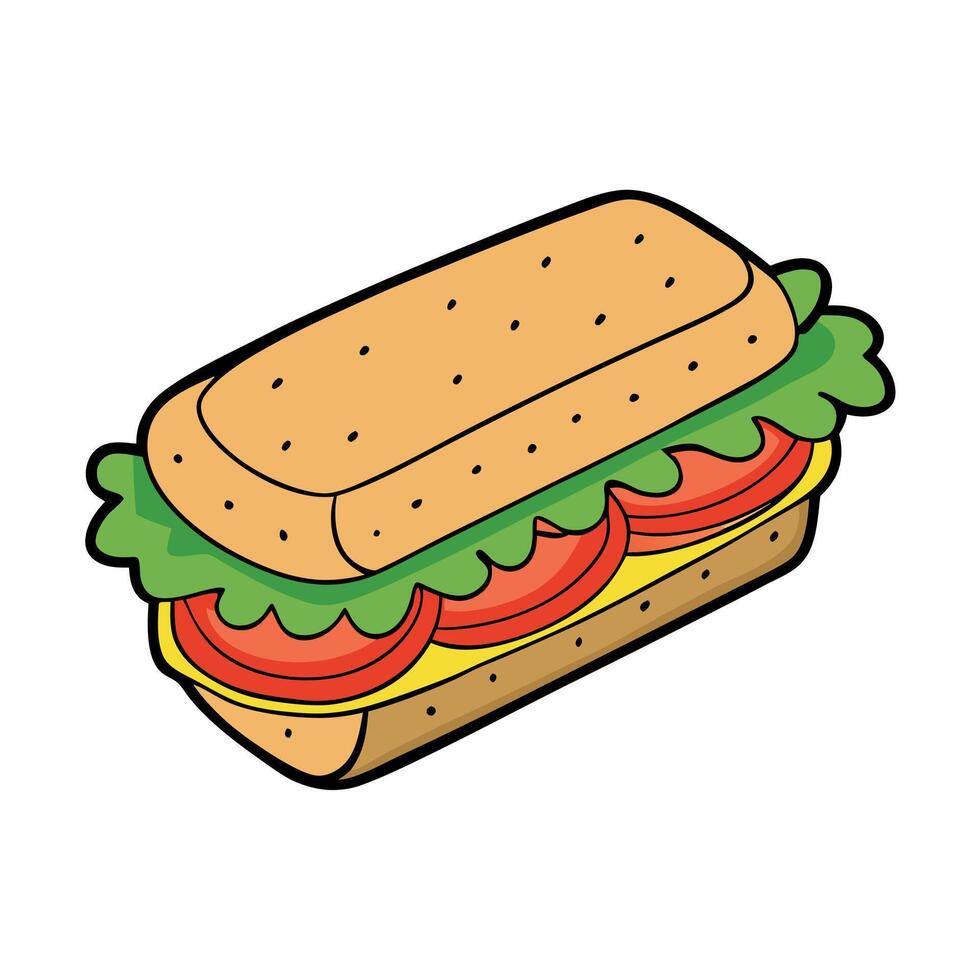 Delicious gourmet sandwich stacked with fresh vegetables and savory ingredients. perfect for a heart vector
