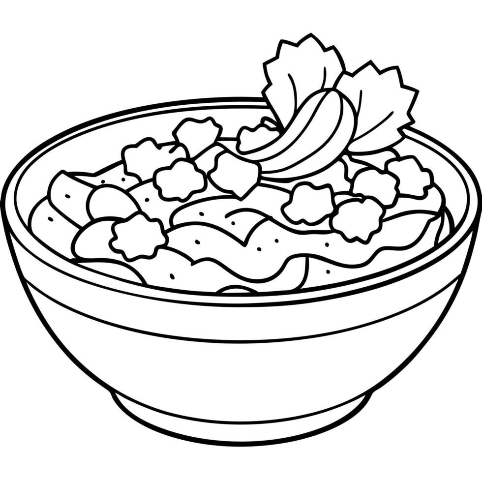 A closeup view of a bowl filled with a traditional German potato salad. featuring crispy bacon and f vector