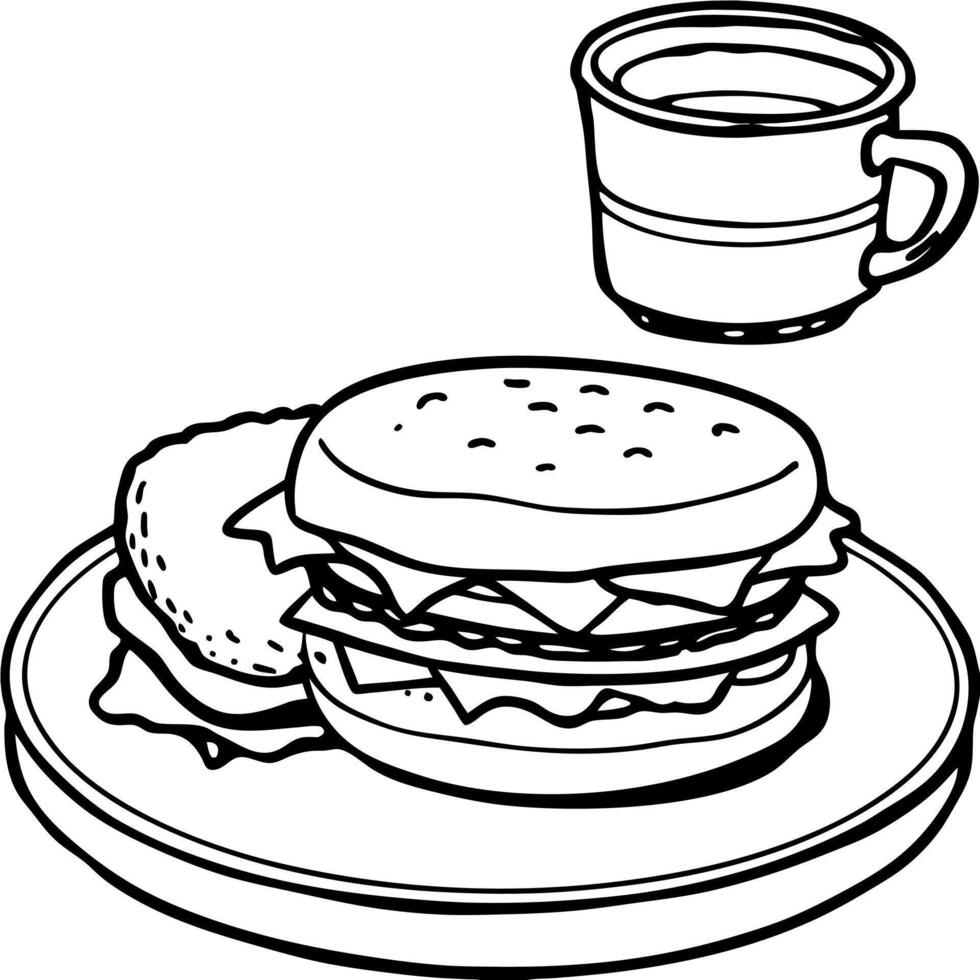 English muffin sandwich. freshly prepared and served on a welcoming breakfast table in the soft morn vector