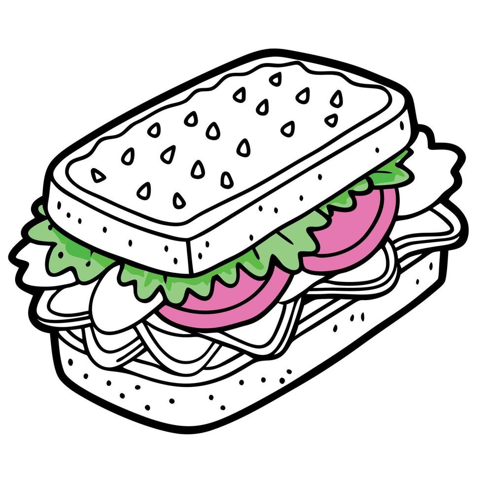 Colorful vegan sandwich with beet cheese. avocado. and arugula. offering a healthy and appetizing fo vector