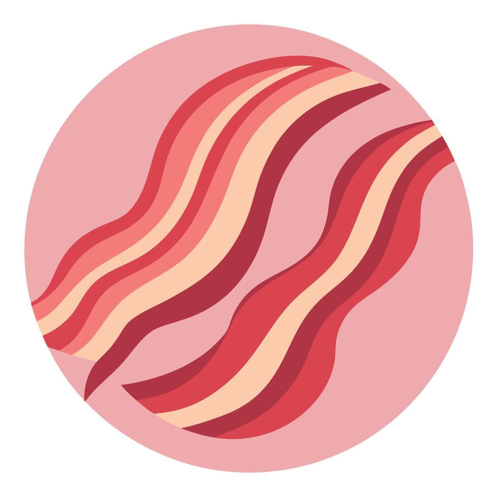 Close-up of wavy bacon strips on a pink surface vector