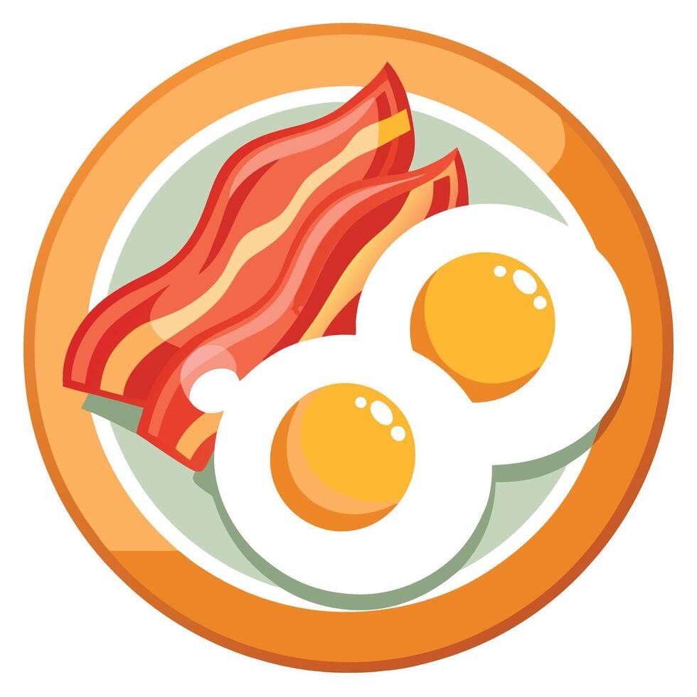 Delicious Fried Eggs with Crispy Bacon vector