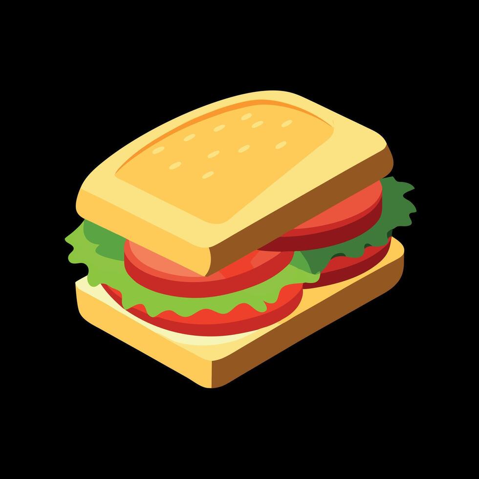 Delicious sandwich isolated on black background vector