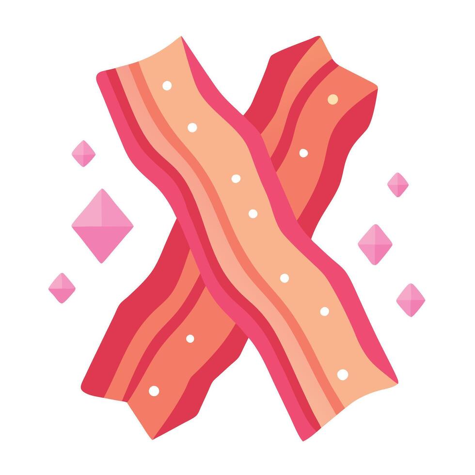 Crispy bacon slices with pink sugar crystals vector