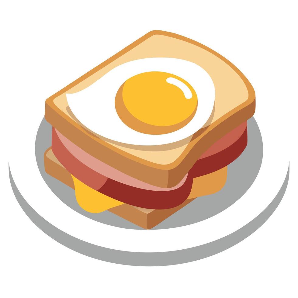 A bacon and egg sandwich is on a white plate vector