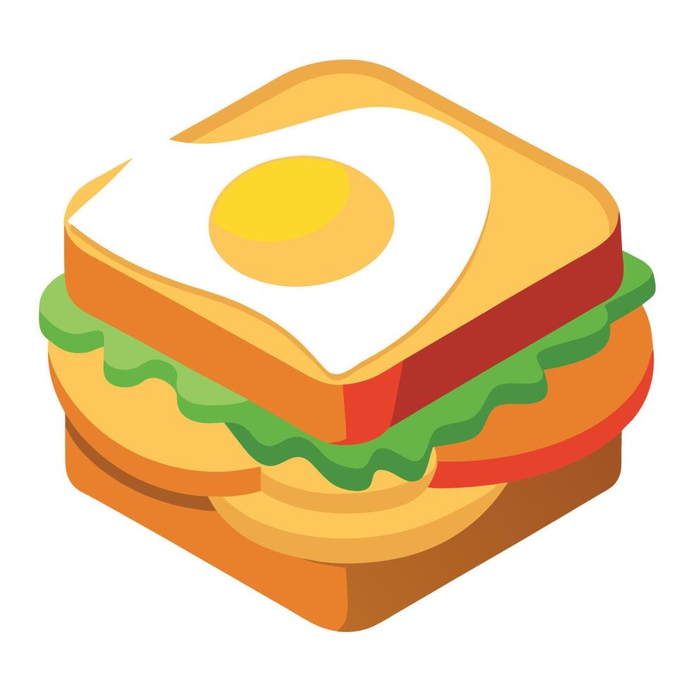 Classic soft-boiled egg and cheese sandwich. vector