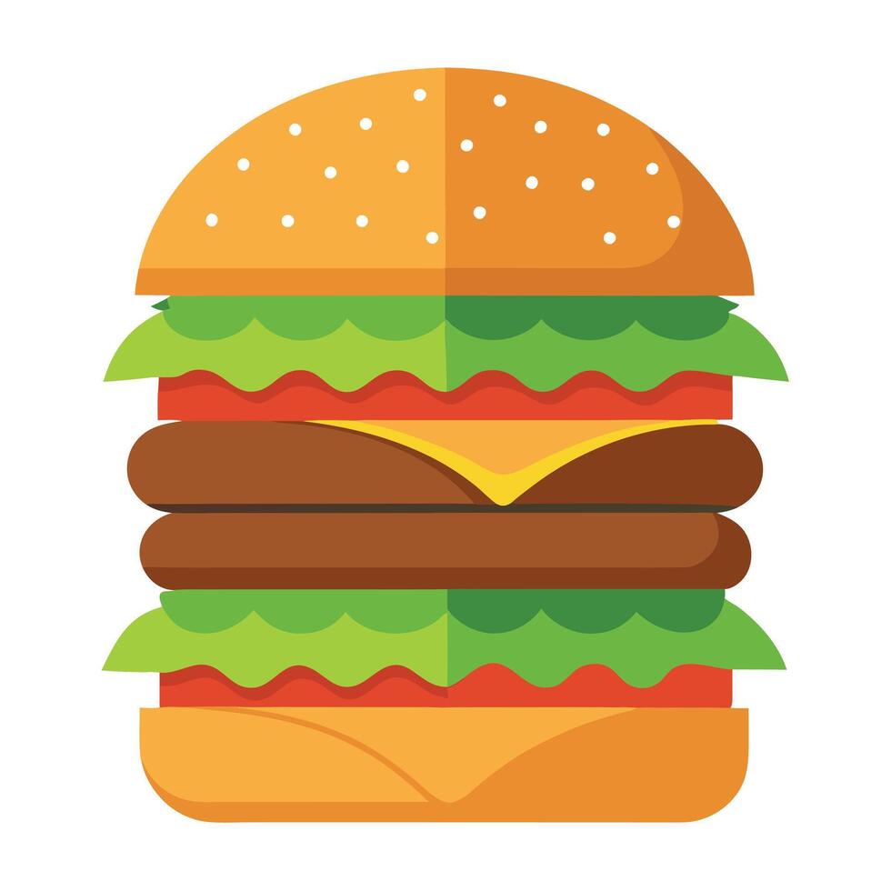 Complete triple burger with lettuce and tomato vector