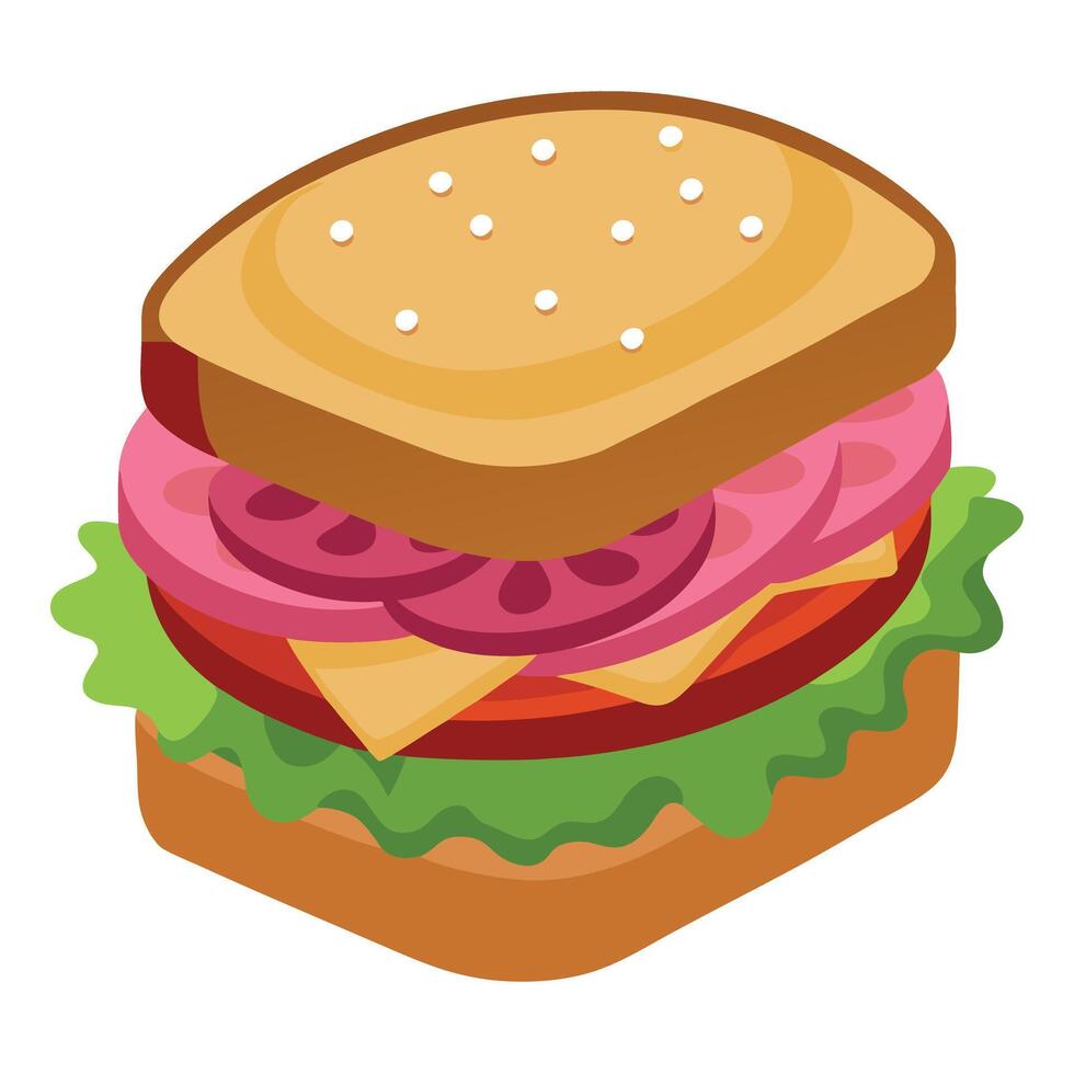 Corned beef sandwich with lettuce and onions vector