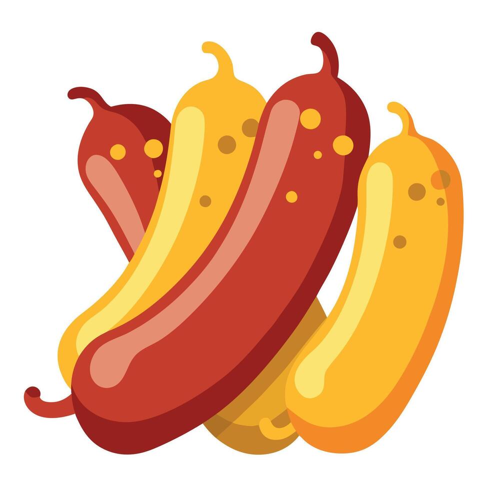 A group of sausages with mustard on them vector