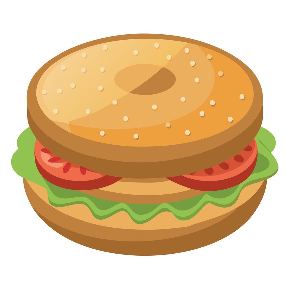 A toasted turkey bagel sandwich isolated vector