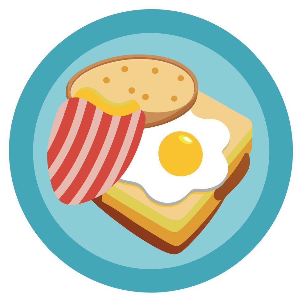 A bacon. egg. and cheese sandwich on a plate vector