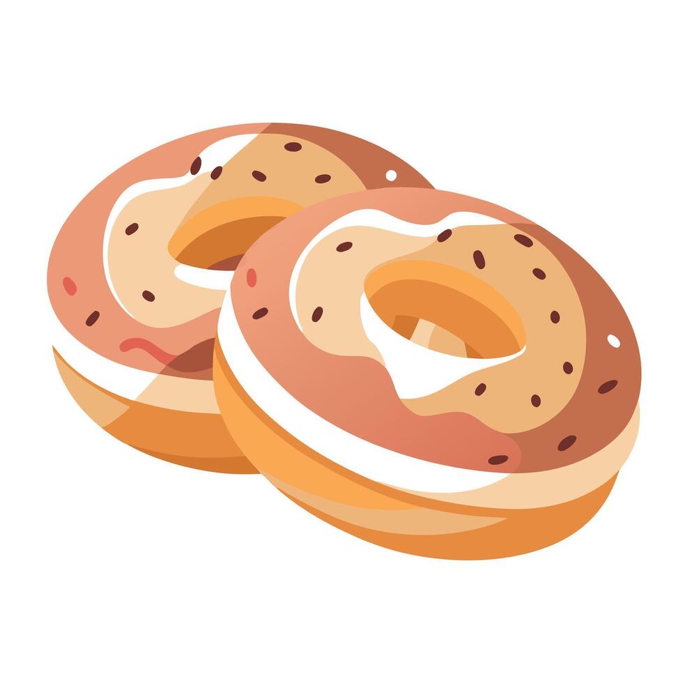 Homemade bagels with bacon and cream cheese vector