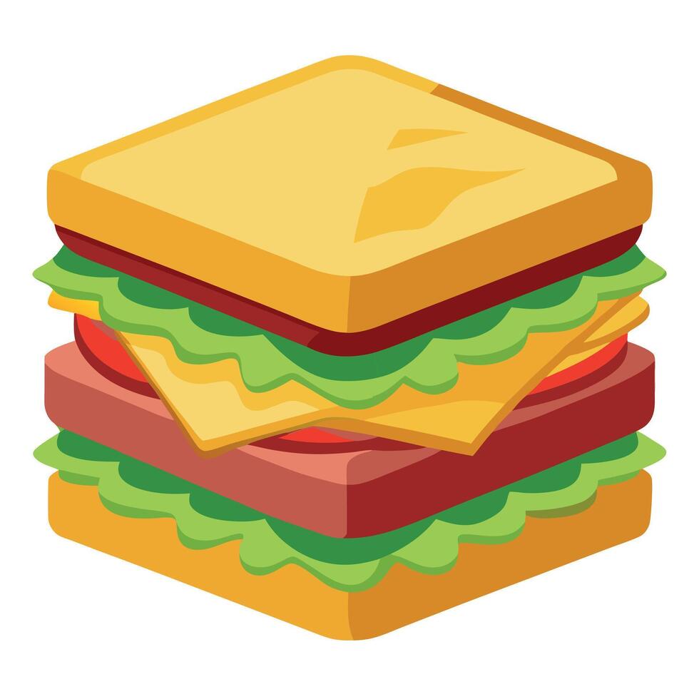 Close-Up of a Delicious Multi-Layered Sandwich vector