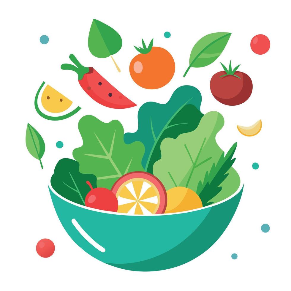 Healthy salad with a variety of ingredients vector