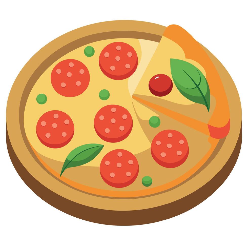 Classic Pizza On Transparent Background vector