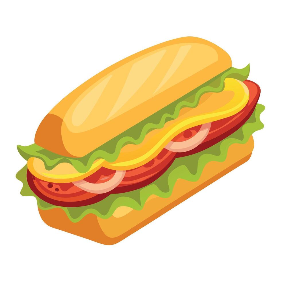 Delicious Bacon and Cheese Sub Sandwich vector