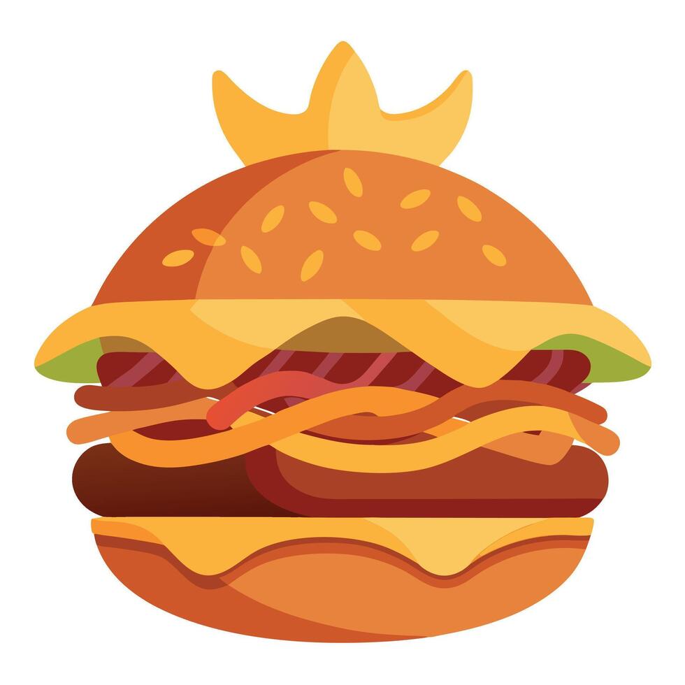 Bourbon bacon burger with crispy onions vector