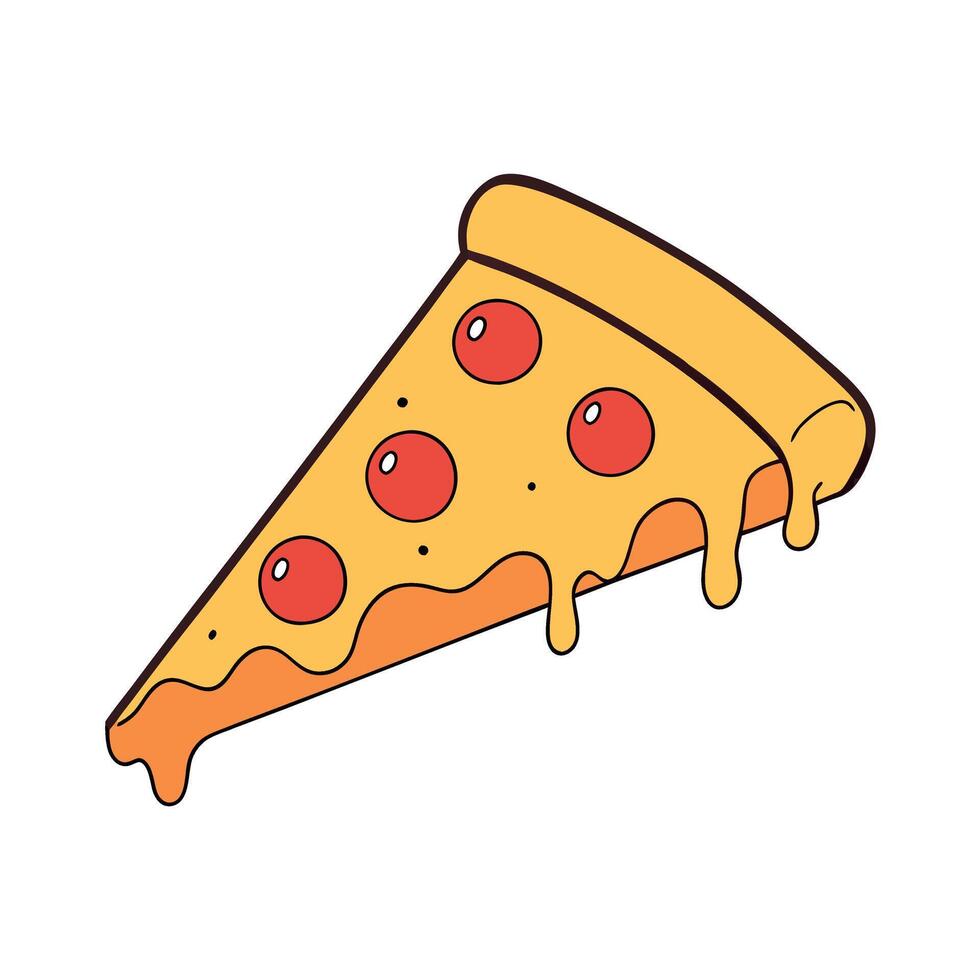 A slice of pizza with a crispy crust. melted cheese. and a tangy tomato sauce. Isolated on a white b vector