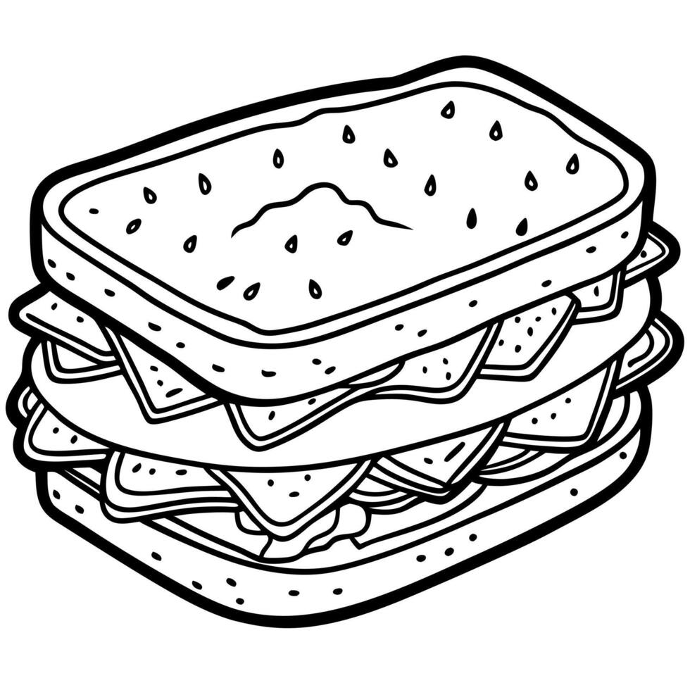 A delicious sandwich with layers of ham and cheese on whole grain bread. perfect for a picnic or qui vector