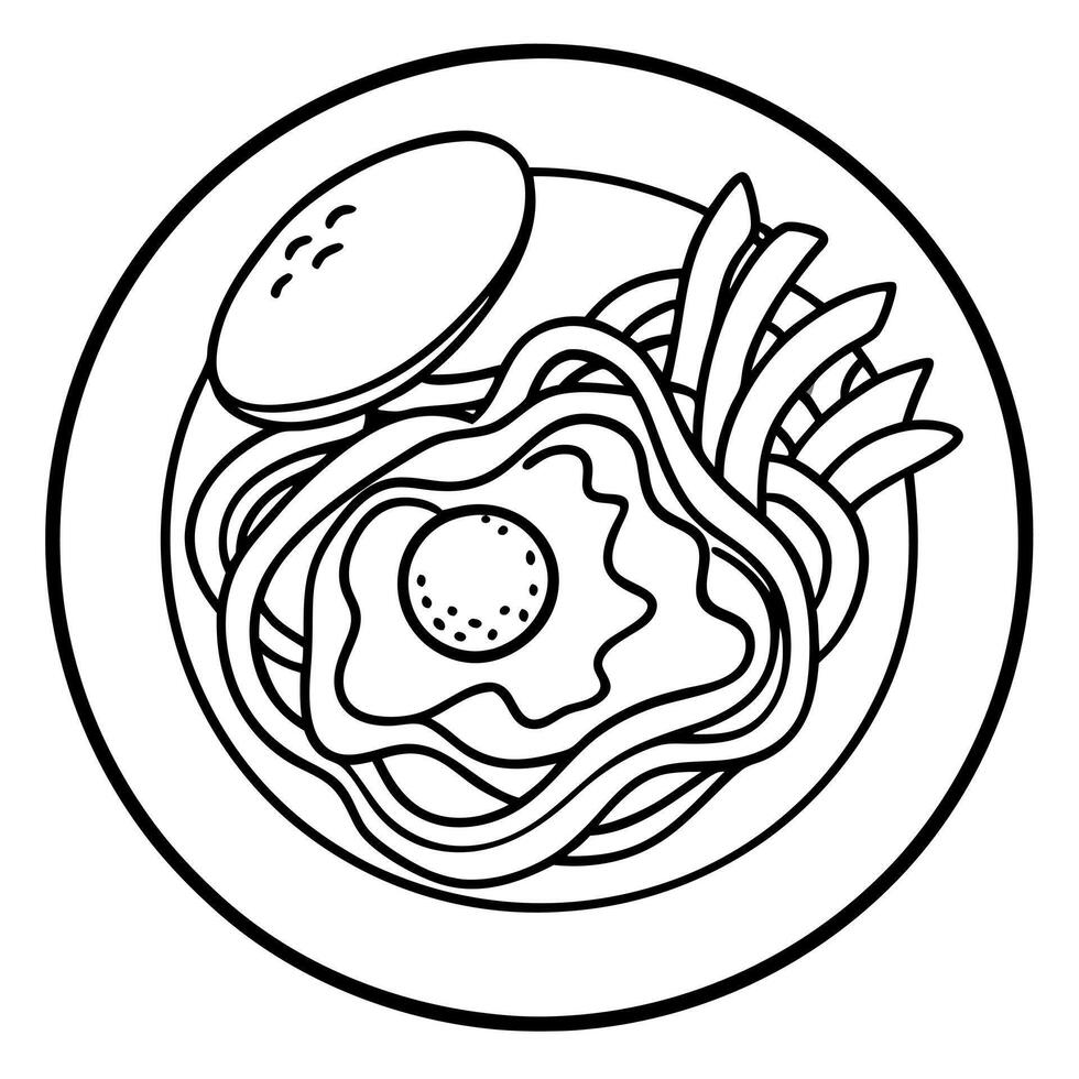 Classic Italian pasta carbonara with bacon egg and cheese Copy space image Place for adding text or vector