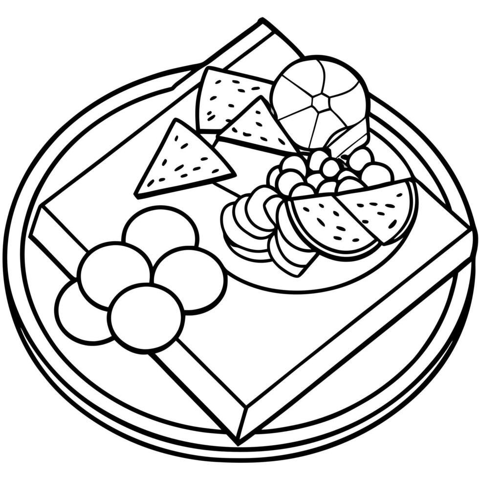 Appetizer Charcuterie Board with fruits and cheese served on marble board. cut out on transparent ba vector