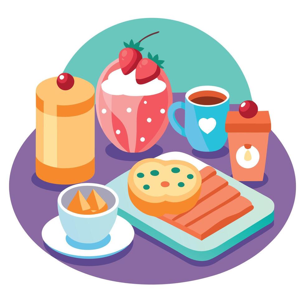 Delicious breakfast ready to be enjoyed vector