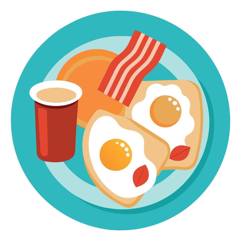 Delicious Breakfast with Bacon. Eggs. and Toast vector