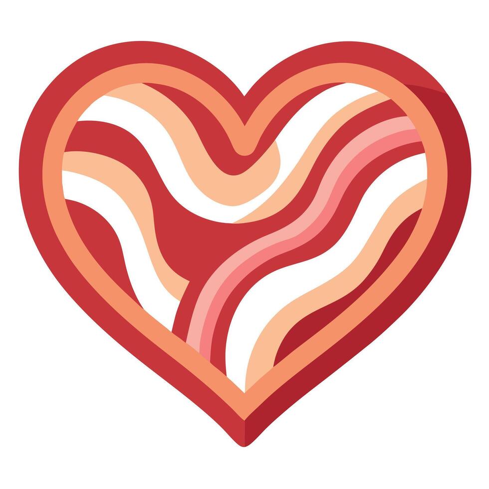 Heart shaped bacon isolated on a white background vector