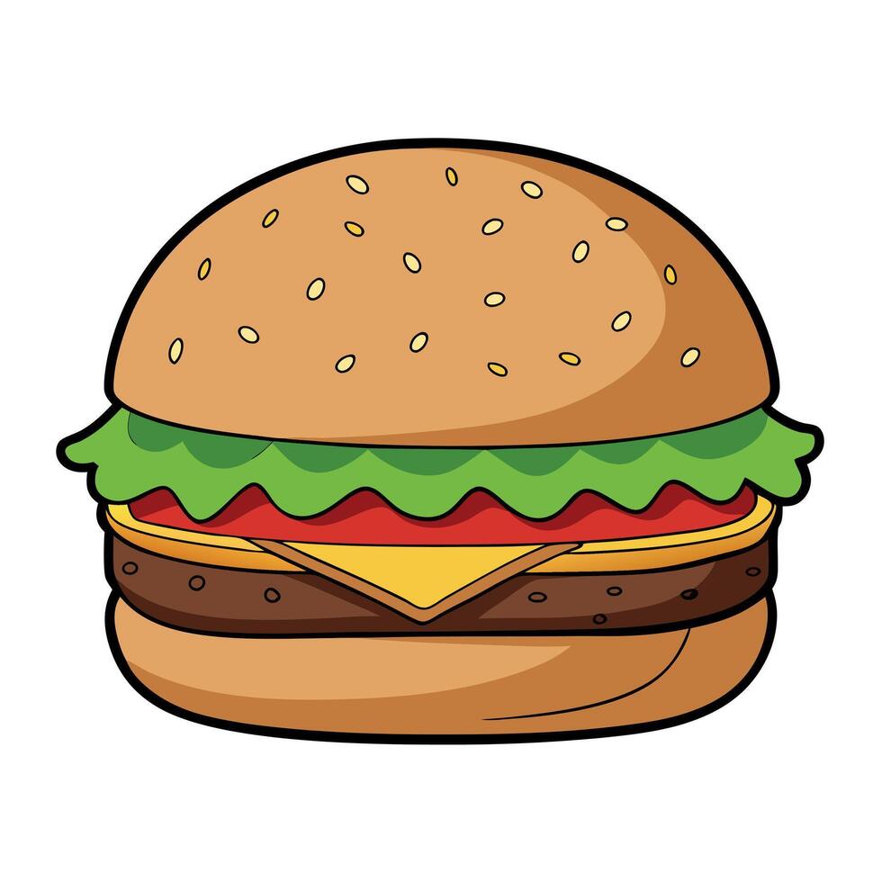 Classic Delicious bacon cheeseburger with lettuce and tomato - Collection isolated on transparent ba vector