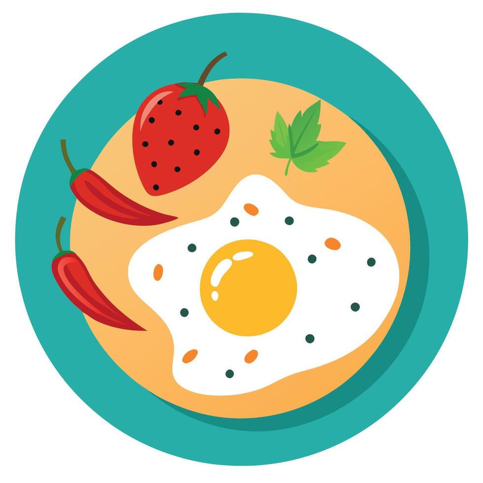 Healthy breakfast of eggs with chilli flakes on it vector