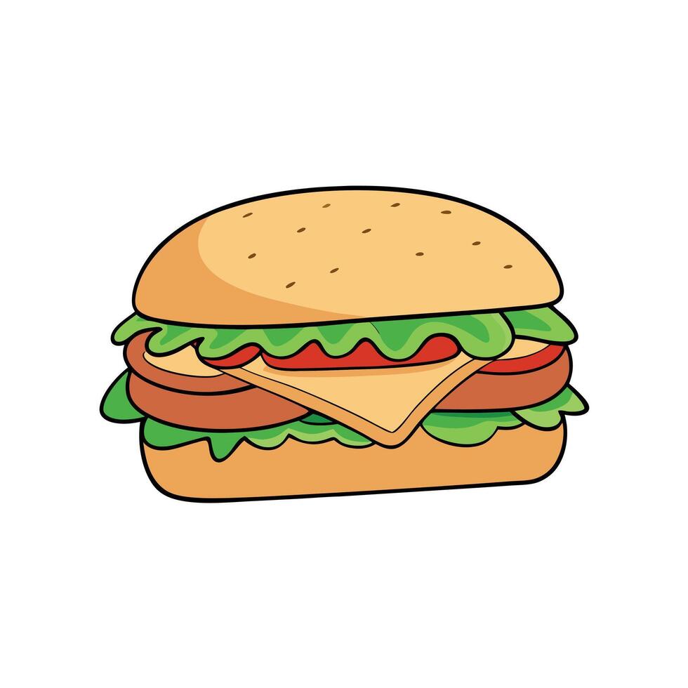 A sandwich. with a chicken cordon bleu. a burger. lettuce. tomato. cheddar. presentation. white back vector
