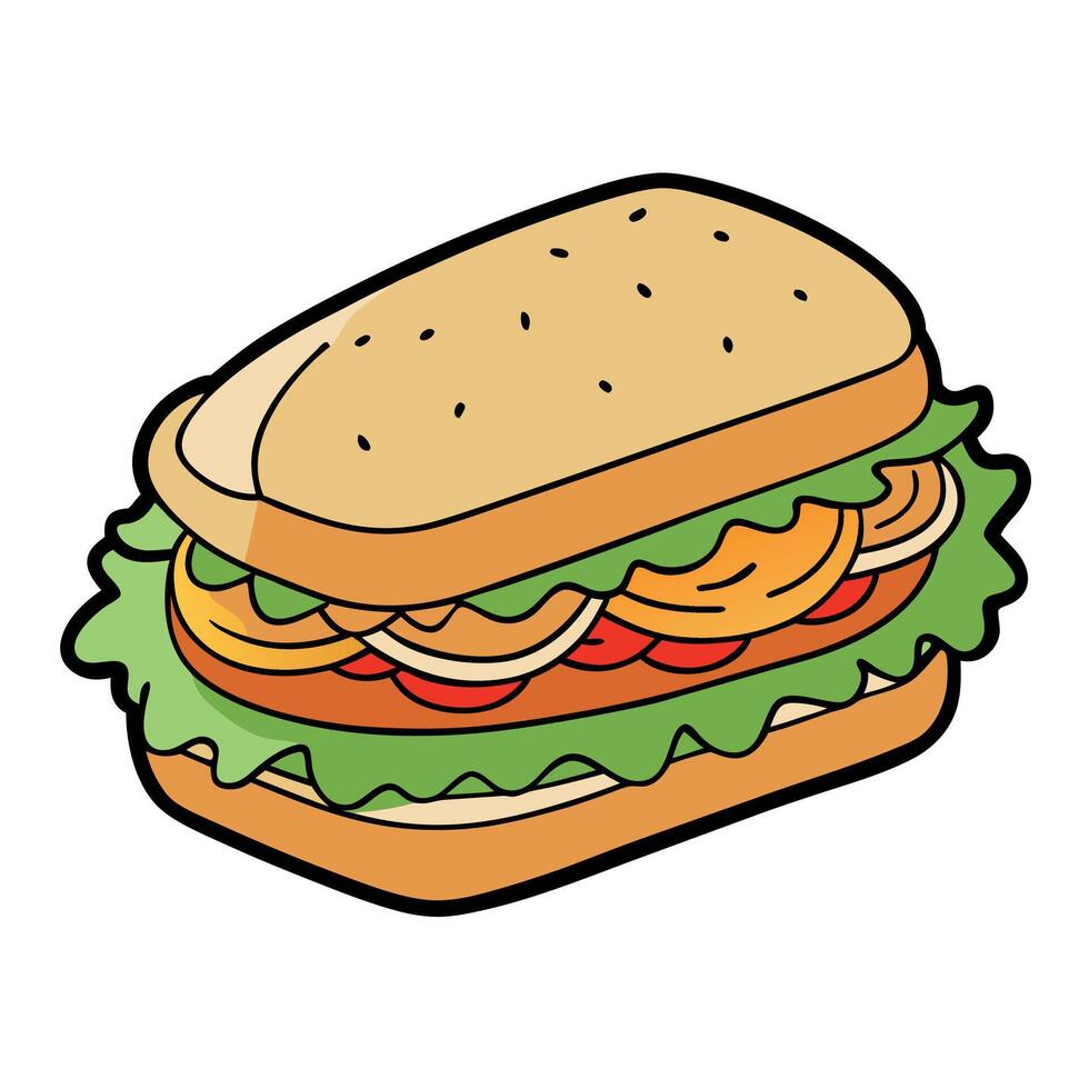 A detailed shot of a freshly made sandwich featuring grilled chicken. crispy lettuce. and whole grai vector