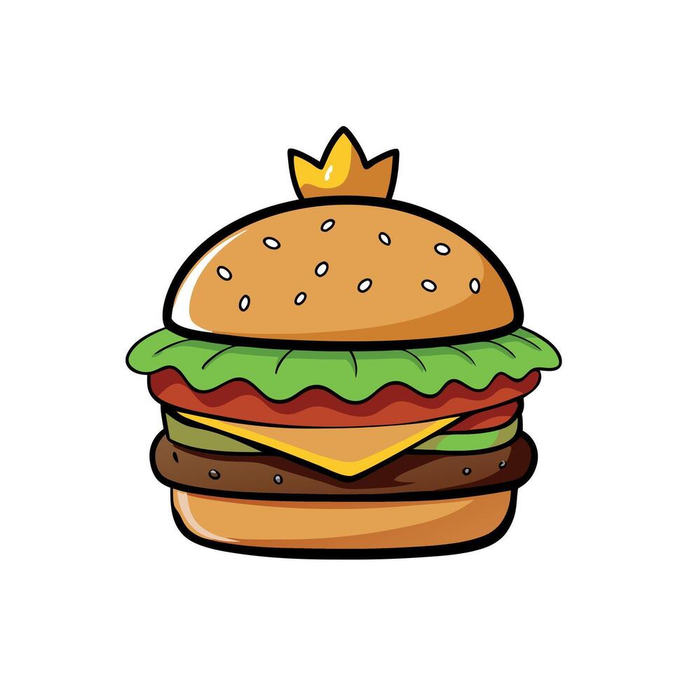 A Cheeseburger with beef. lettuce. tomato. onion and cheese. Cucumber with dark background with crow vector