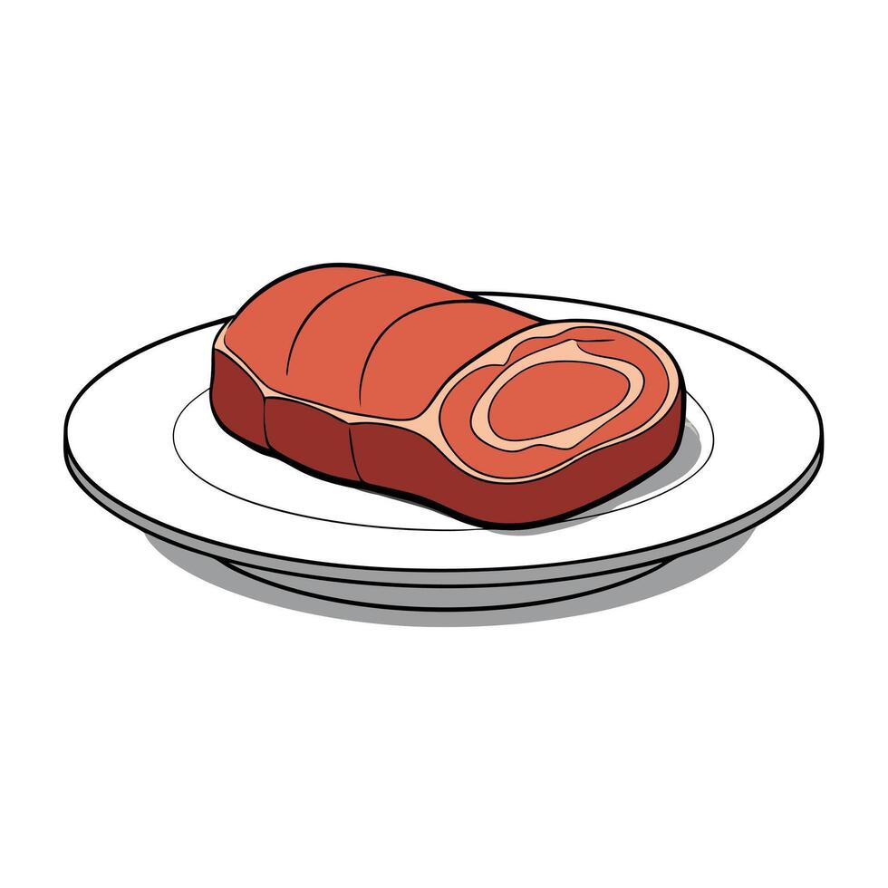 Close-up photograph of raw pork meat on a white plate. perfect for a special diet. with copy space i vector