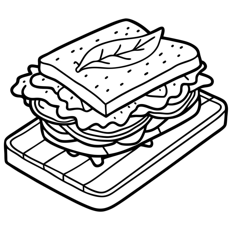 Freshly made blt sandwich with crispy bacon and fresh ingredients. sitting on a wooden cutting board vector