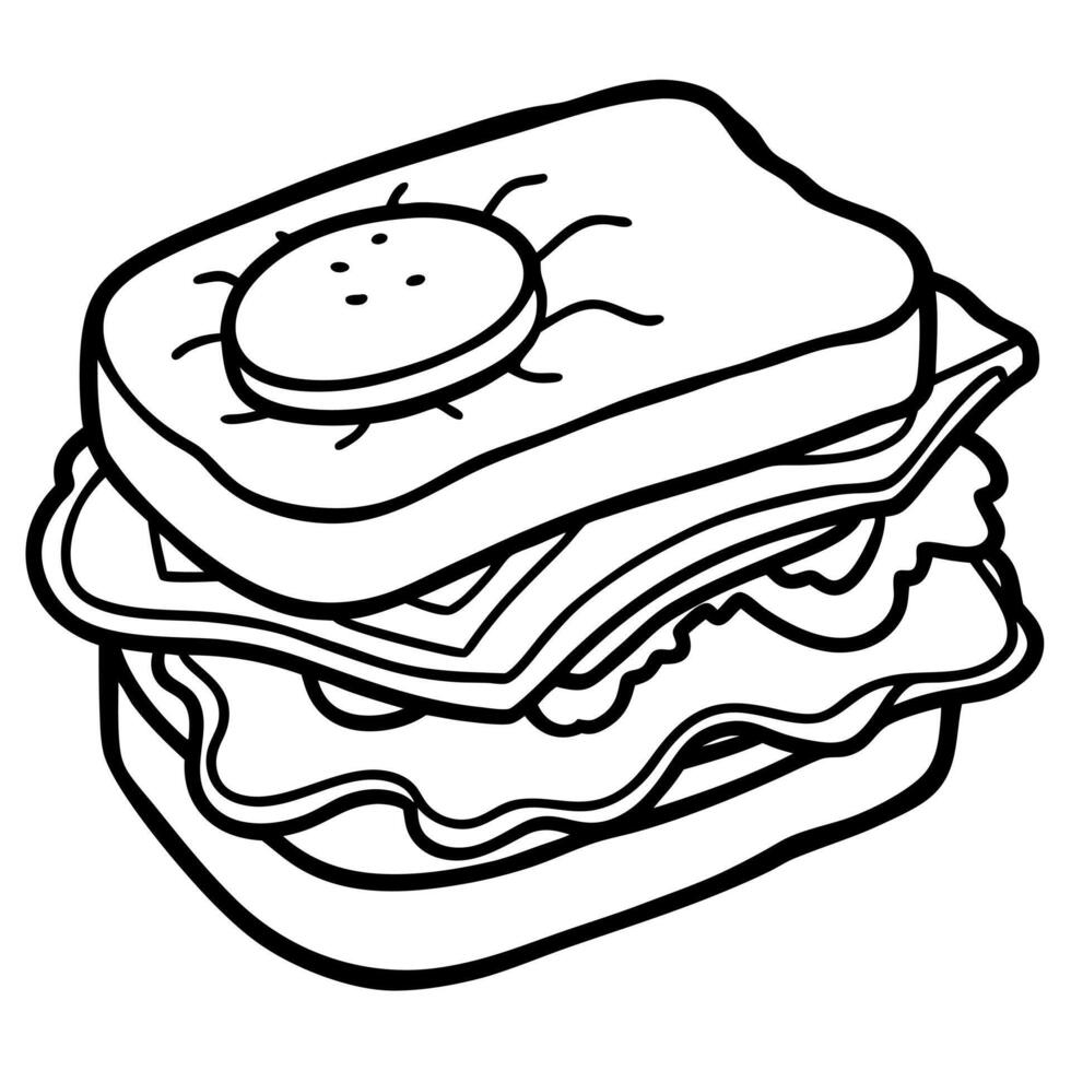 British bacon butty with crispy bacon. fried egg. and HP sauce on a soft roll . British. bacon butty vector