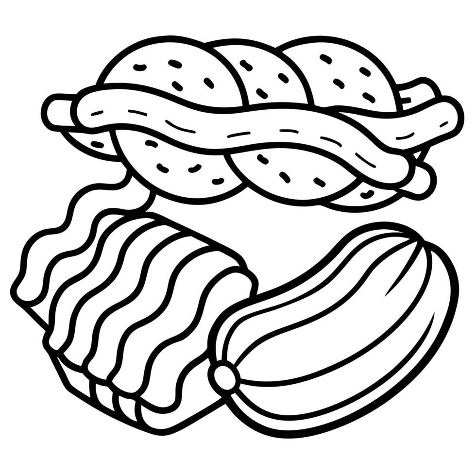 Ground meat. bratwurst sausage. and streaky bacon offer a range of varied textures and flavors. vector