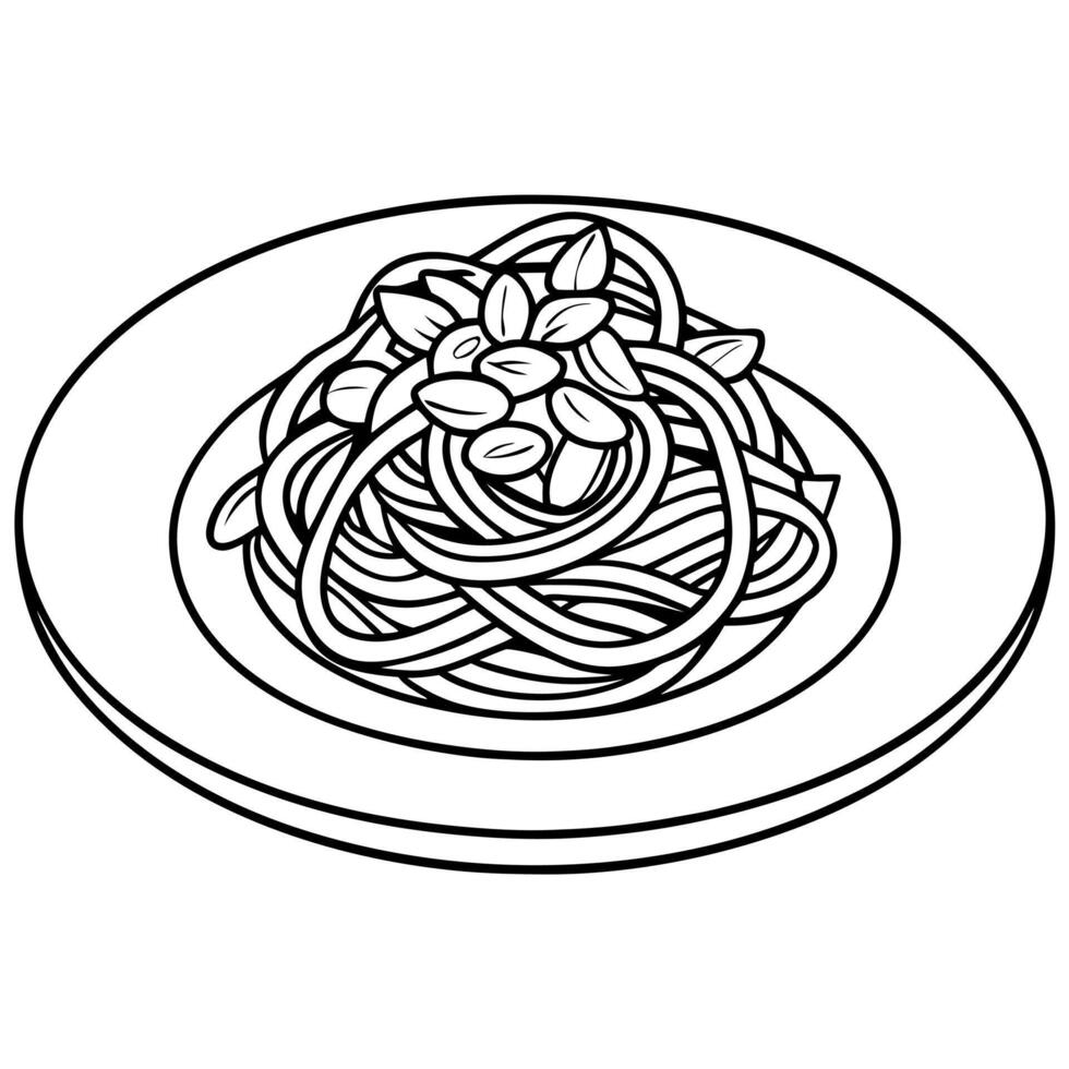 Deliciously Prepared Plate of Spaghetti Carbonara on a White Background Food Concept with Copy Space vector
