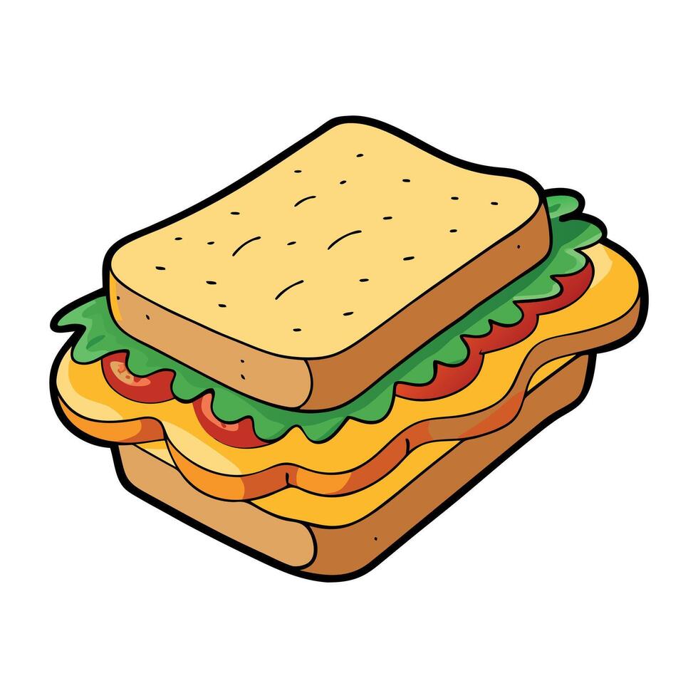 A delicious sandwich topped with melted cheese. crispy bacon. and fresh greens. served on toasted br vector