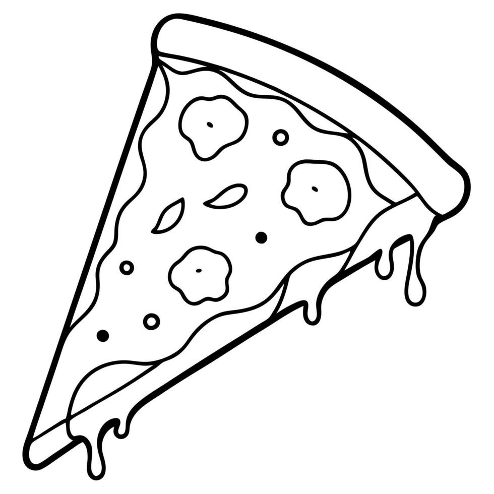 A delicious slice of pizza with melted cheese and pepperoni. Isolated on a white background. vector