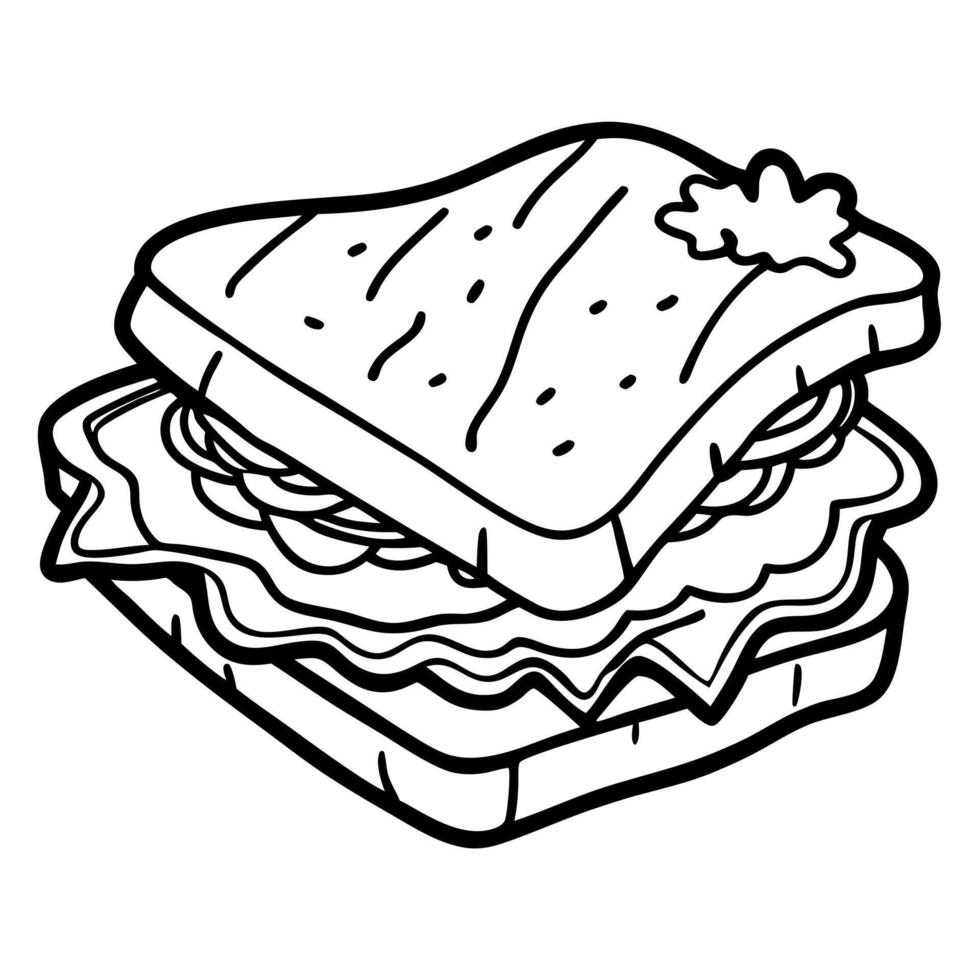 Delicious grilled sandwich with crispy bacon. melted cheese. and fresh lettuce on toasted bread. vector