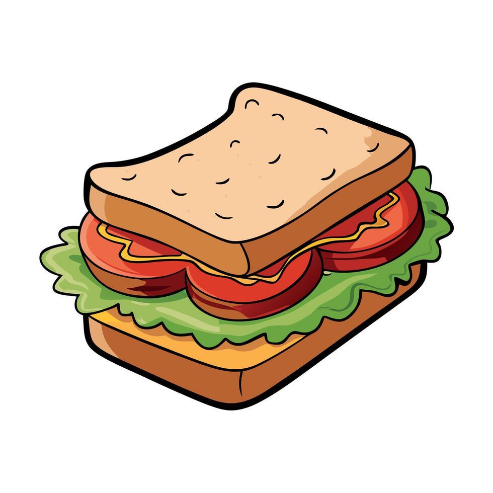 Freshly made blt sandwich with crispy bacon. juicy tomatoes. and fresh lettuce on toasted bread vector