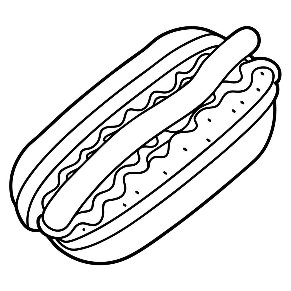 Hot-dog with crispy bacon on the plate in wooden table. photo taken from above. copy space vector