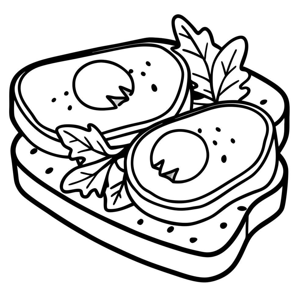 Eggs on toast. sourdough bread. garnished with greens. breakfast photo. food photography vector