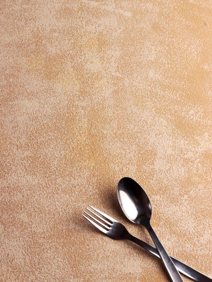plate fork spoon silver empty background table mockup silver dinner kitchen minimalism display cafe photo